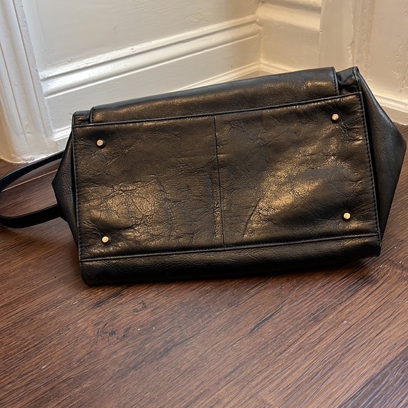 DKNY Black Leather Tote with Crossbody strap - Picture 6 of 9